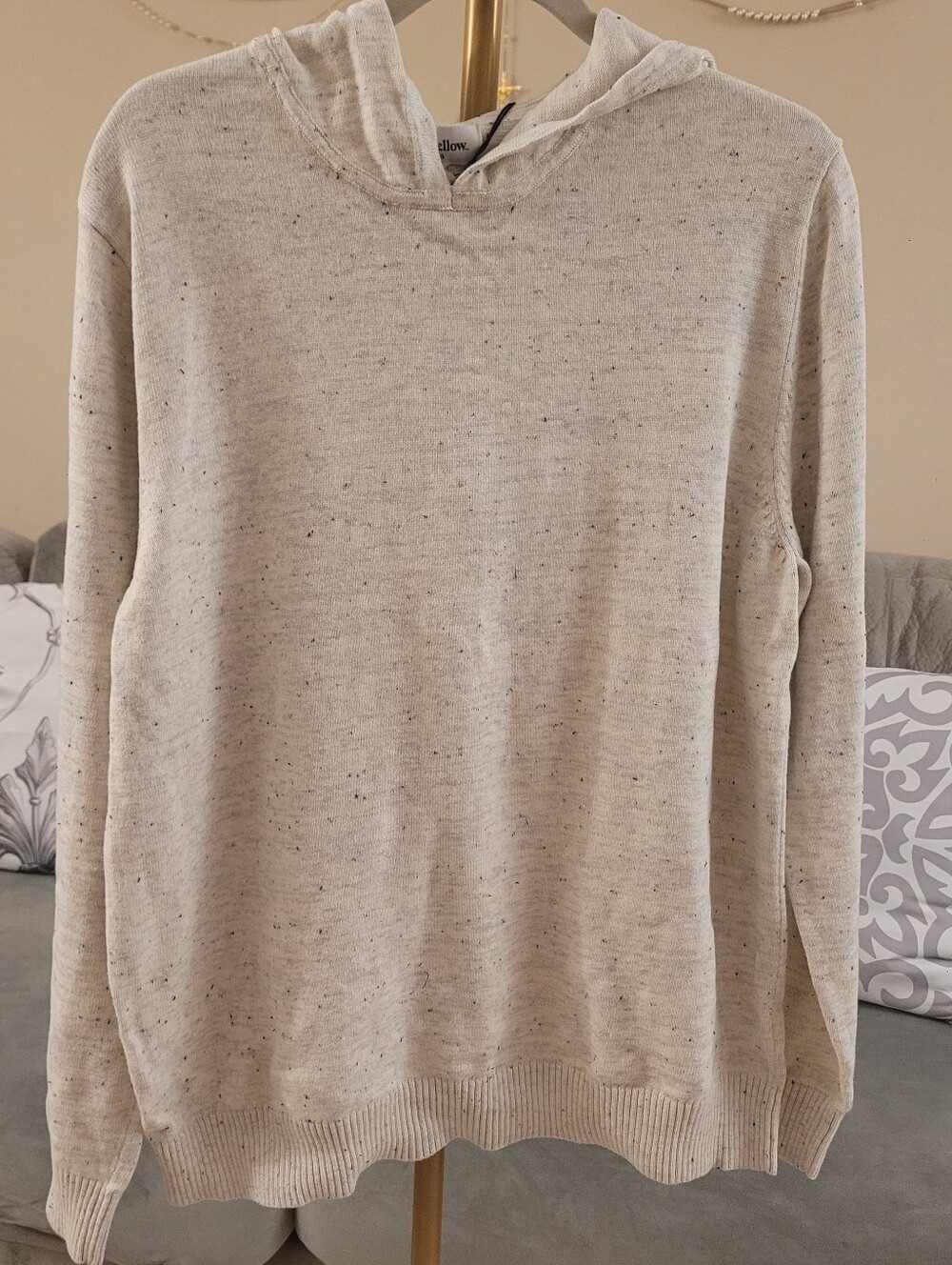 Goodfellow & Co Cream Knit Hoodie with Black Speckle